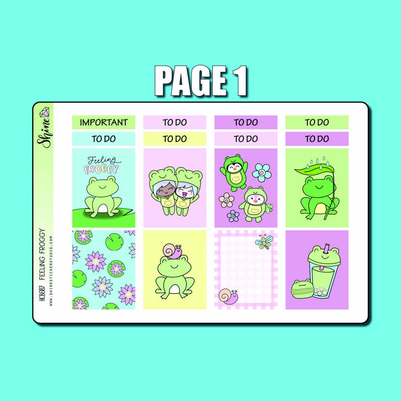 Feeling Froggy Hobonichi Cousin Sticker Kit Planner Stickers Bullet Journal Happy Planner Toad Snail Dragonfly Kit Spring Weekly Kit image 2