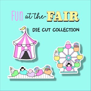 Fun at the Fair DIE CUTS - Traveler&#39;s Notebook Scrapbook Kawaii Die Cut Planner Character Doodle Carnival County State Fair Die Cut Stickers