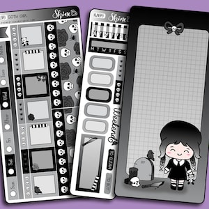 Goth Girl - Hobonichi Weeks Sticker Kit - Planner Stickers Bullet Journal Luna Spooky Gothic Emo Punk Halloween Hobo Weeks