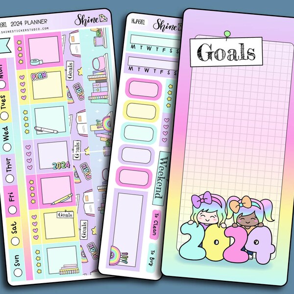 2024 Planner Hobonichi Weeks Sticker Kit Planner Stickers Bullet Journal Happy Planner Luna Planner Girl Stationery Lover Kit