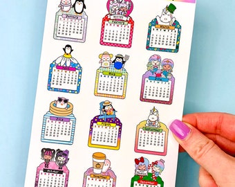 2024 Calendar Stickers - Bullet Journaling Stickers - Bullet Journaling Deco Stickers - Bujo Decorative Monthly Stickers