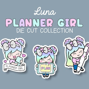 Luna Planner Girl Sticker DIE CUTS - Traveler's Notebook Sammelalbum Die Cut Planner Kawaii Character Doodle