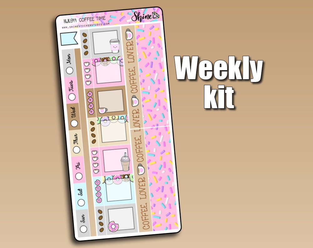 Coffee Time Hobonichi Weeks Sticker Kit Planner Stickers - Etsy