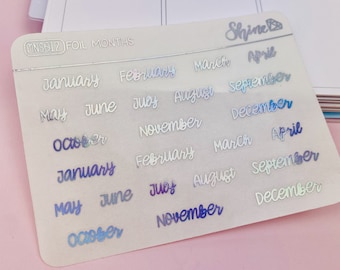 FOIL クリア マンスリー ステッカー - Erin Condren ライフ プランナー マンスリー ステッカー ECLP ステッカー ハッピー プランナー ガム ケース ステッカー
