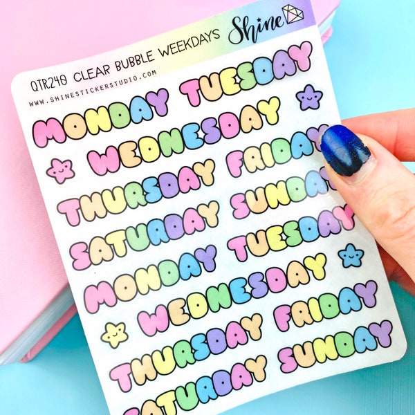 Clear Bubble Weekday Stickers - Planner Stickers Print Pression Recollections ECLP Days of the Week Planner Stickers