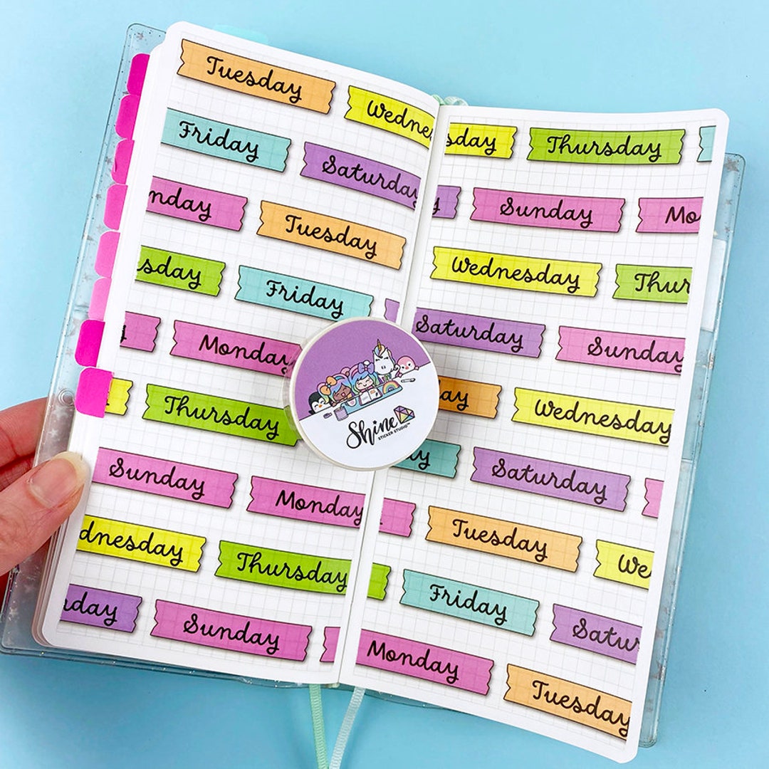 Days of the Week Rainbow Washi - Date Cover Weekdays Washi Tape Rainbow ...