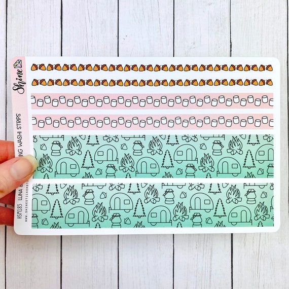 Luna & Star Camping Strip Stickers Planner Stickers - Etsy