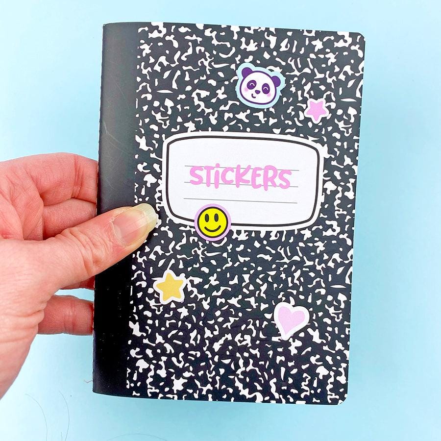 A6 Composition Notebook Portable Reusable Sticker Book