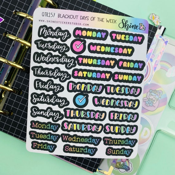 Days of the Week Stickers - Planner Stickers Happy Planner Life Planner  Print Pressions Hobonichi Weeks Hobonichi Cousin
