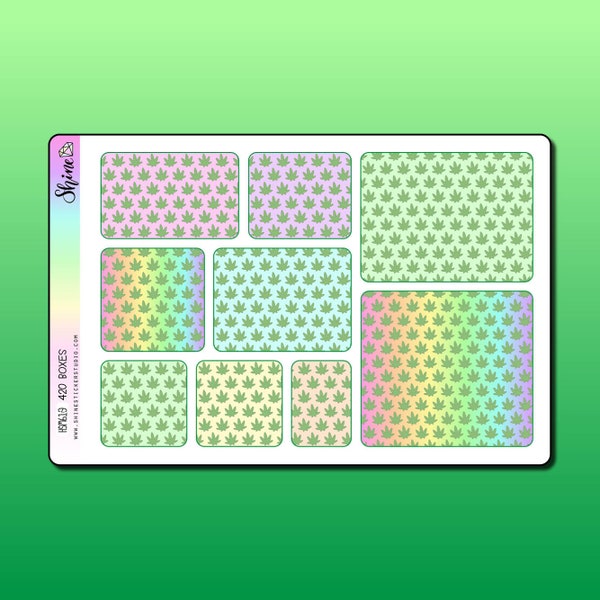 420 Box Stickers - Planner Recollections Happy Planner Standard Vertical Bullet Journaling Cannabis Boxes Marijuana Boxes Weed Boxes Frames