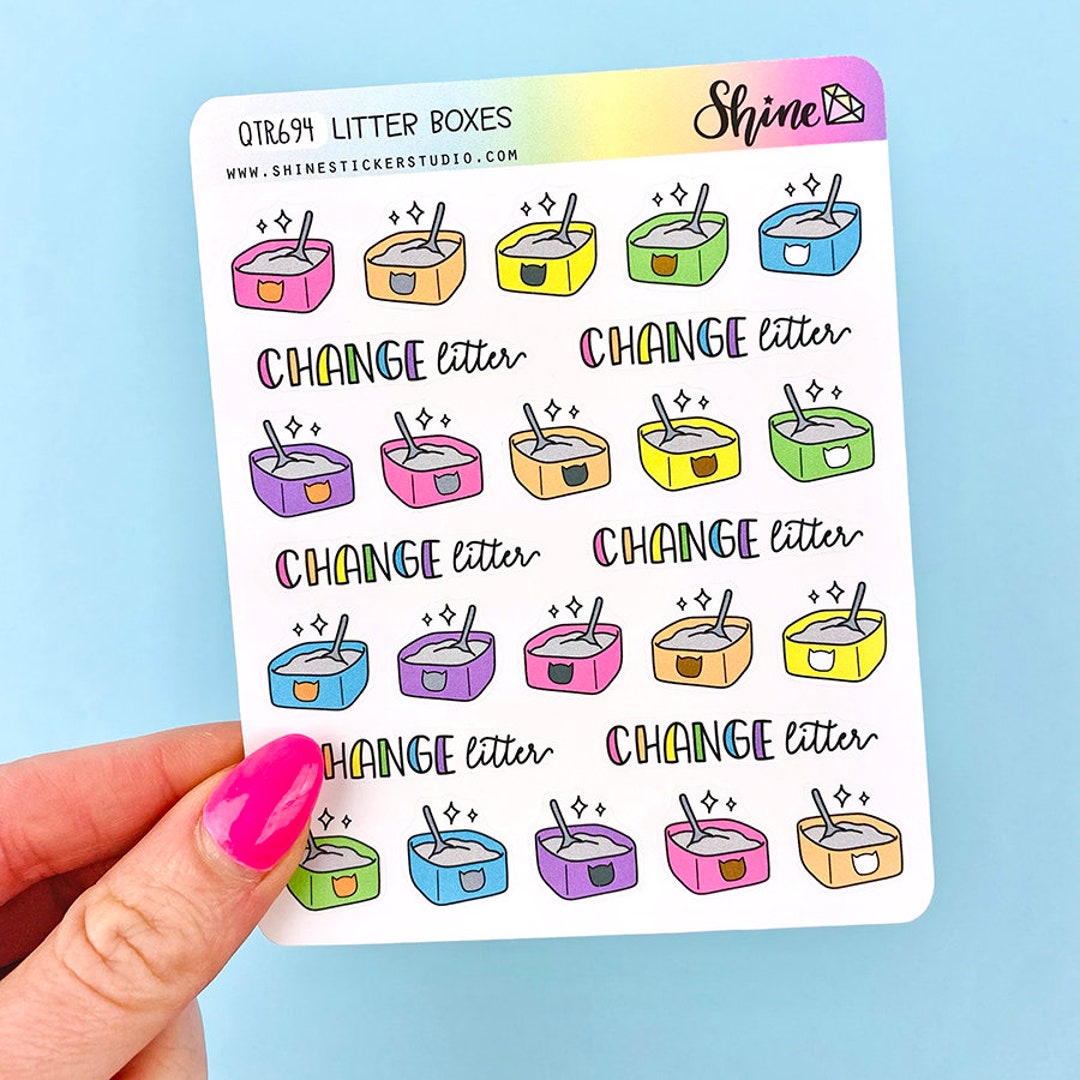 Litter Boxes Planner Stickers Cute Cat Care Kitty Doodle Planner Shop