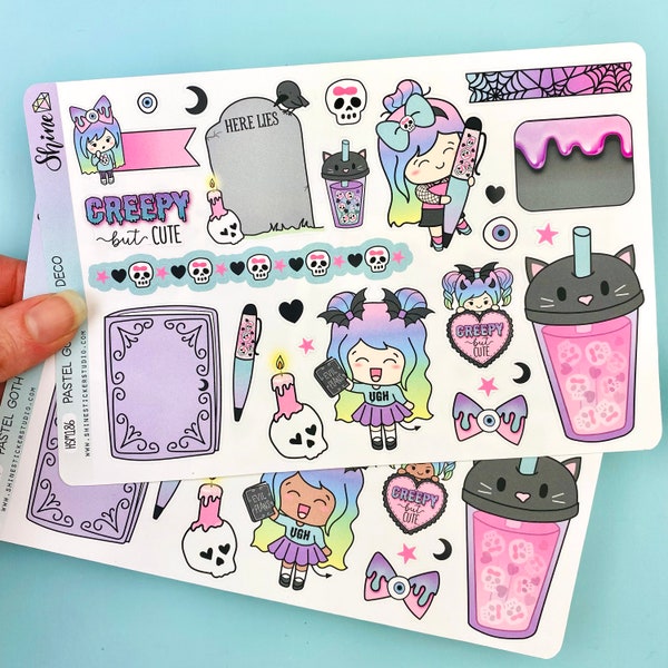 Pastel Goth - Collab with The Angel Shoppe - Bujo Deco Stickers - Planner Stickers Recollections Happy Planner Bullet Journaling Luna Spooky