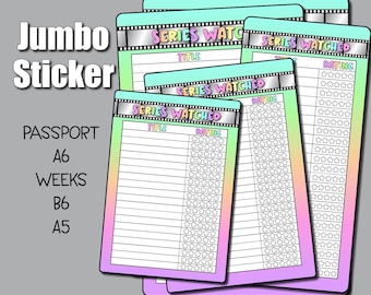 Jumbo Reading Tracker Sticker – Series Watched Journal Page (A5, A6, B6, Passport)