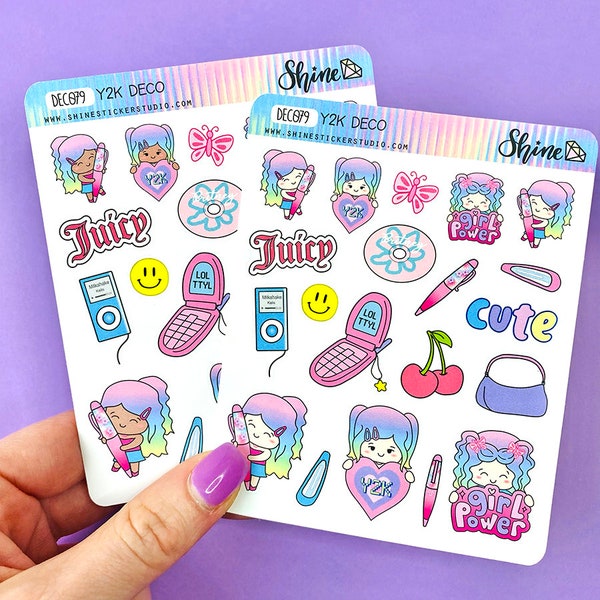 Y2K - Collab with The Angel Shoppe - Deco Stickers Planner Stickers Cute Sticker Happy Planner Life Planner Print Pression 2000s Nostalgia