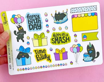 Edgar's verjaardagsstickers Bujo-decoratie