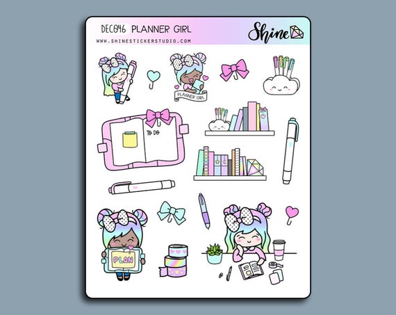 Luna Planner Girl Deco Stickers - Planner Stickers Cute Sticker Happy  Planner Life Planner Print Pression Planning Time Deco Stickers