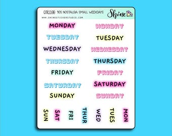 90s Nostalgia Small Weekday Planner Stickers