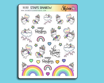 Star's Rainbow Deco Stickers - Planner Stickers Cute Stickers Happy Planner Life Planner Print Pressions Star the Unicorn Stickers