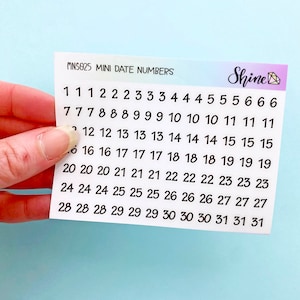 Clear Mini Date Number Stickers Date Stickers 31 Days