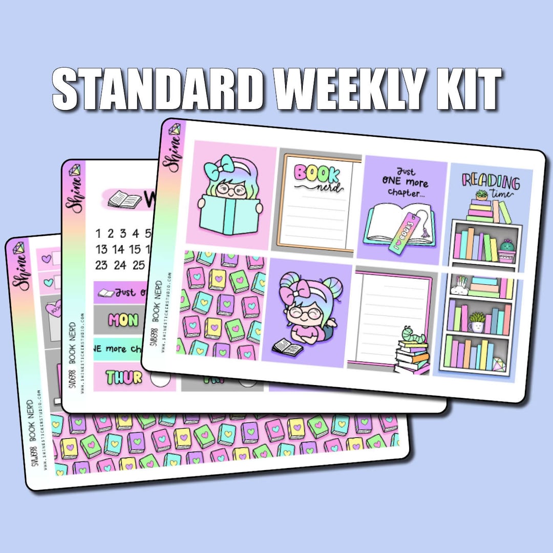 Book Nerd - Standard Weekly Sticker Kit Planner Stickers Bullet Journal ...