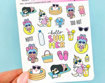 Hello Summer Deco Stickers Character Planner Stickers Happy Planner Life Planner Print Pression Hobonichi Weeks Cousin
