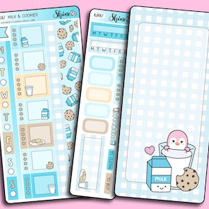 Milk & Cookies Hobonichi Weeks Sticker Kit Planner Stickers Bullet Journal Happy Planner Cookie Milk Carton Penguin Kit
