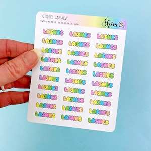 Pegatinas de pestañas con letras de burbujas