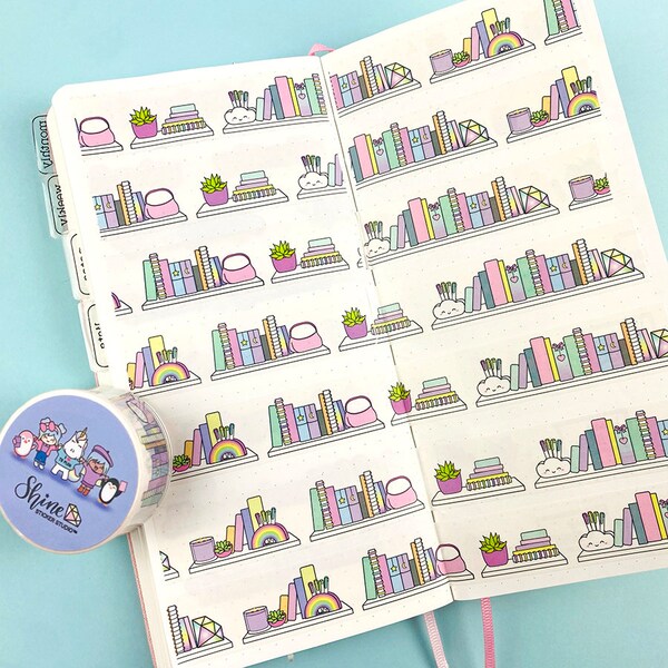 Planner Shelf Washi Tape - Decorative Washi Tape - Planner Washi Tape - Craft Tape - Bookshelf Book Shelves Washi