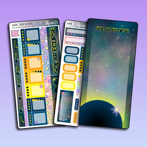 2024 Eclipse Hobonichi Weeks Sticker Kit Planner Stickers Bullet Journal Happy Planner Celestial Galaxy Solar Eclipse Stars Align Kit
