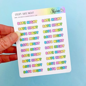 Pegatinas de letras de burbujas "Noche de cita"