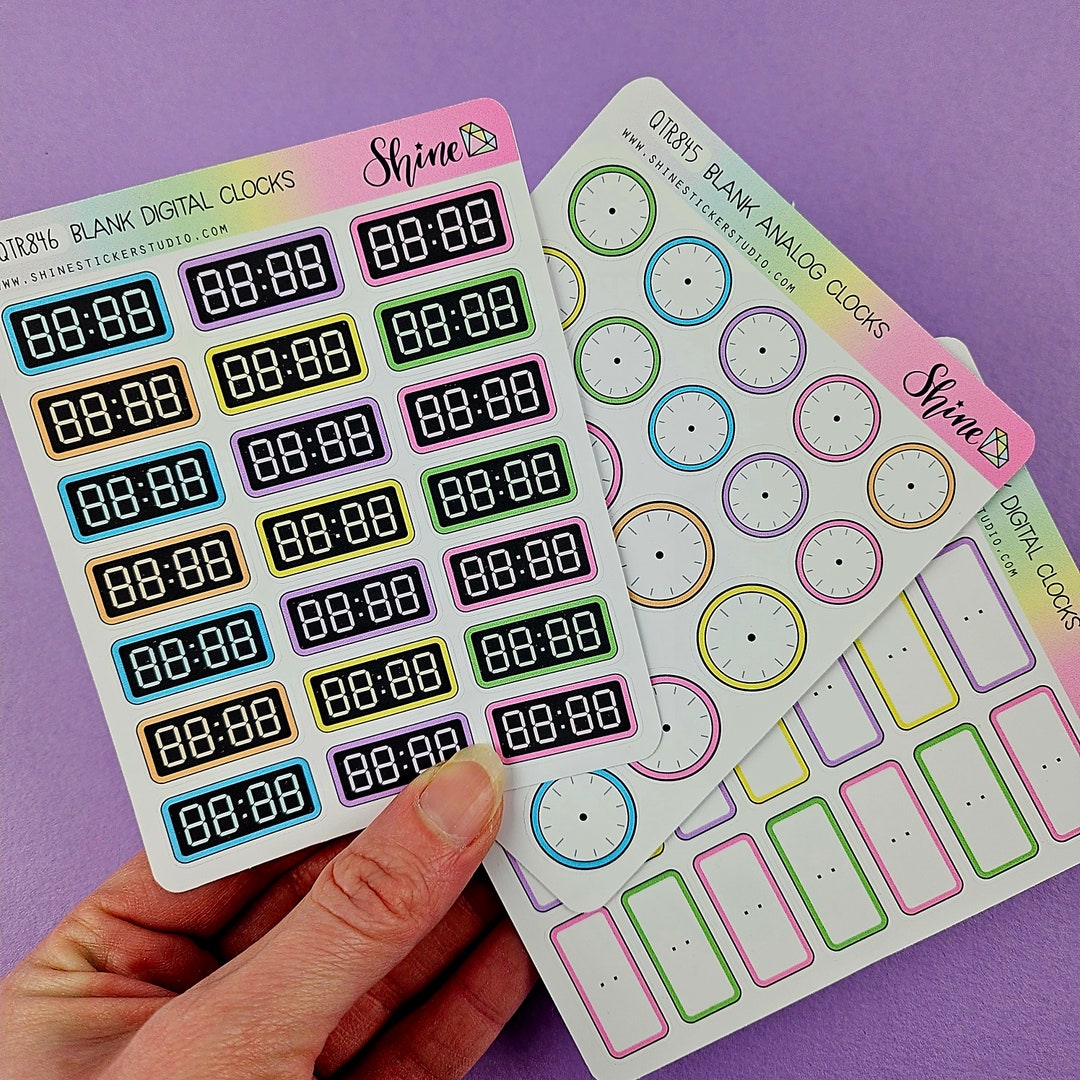 Blank Clock Stickers Analog Clock Digital Clock Write in Time Clock ...