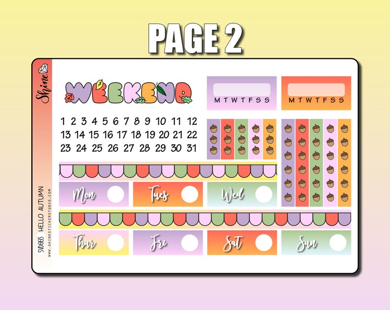Hello Autumn - Vertical Weekly Sticker Kit - Planner Stickers Bullet ...