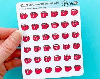 Gnome for Christmas Small Date Numbers Planner Stickers