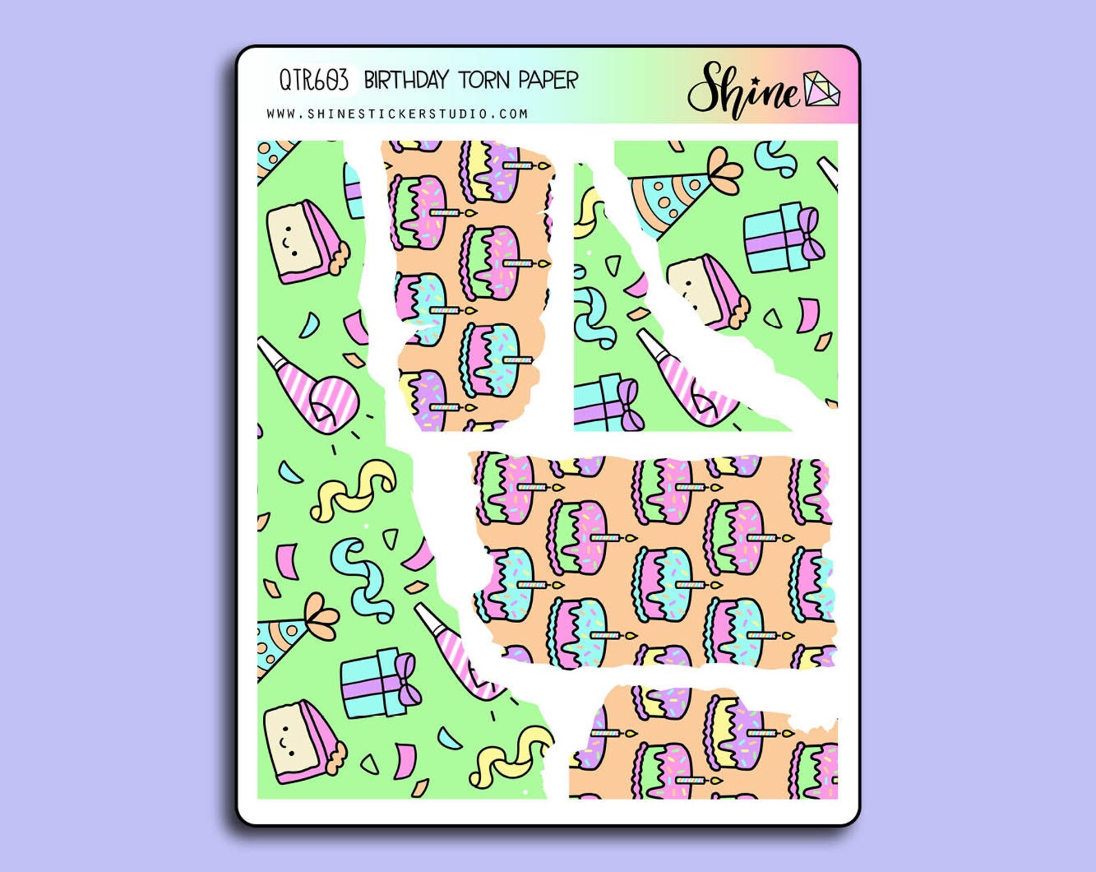 Birthday Torn Paper Stickers Planner Stickers Hobonichi A6 Bullet ...