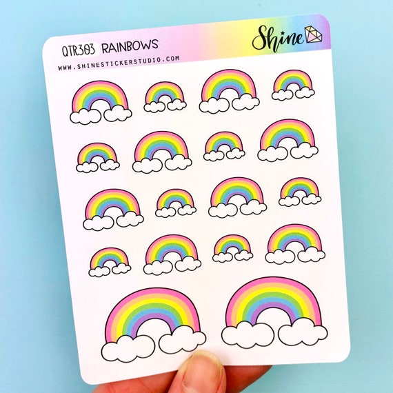 Rainbow Stickers - Planner Stickers Cute Doodled Rainbow Stickers Happy  Planner Recollections ECLP