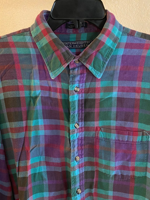 Vintage Van Heusen Flannel Shirt Purple Soft