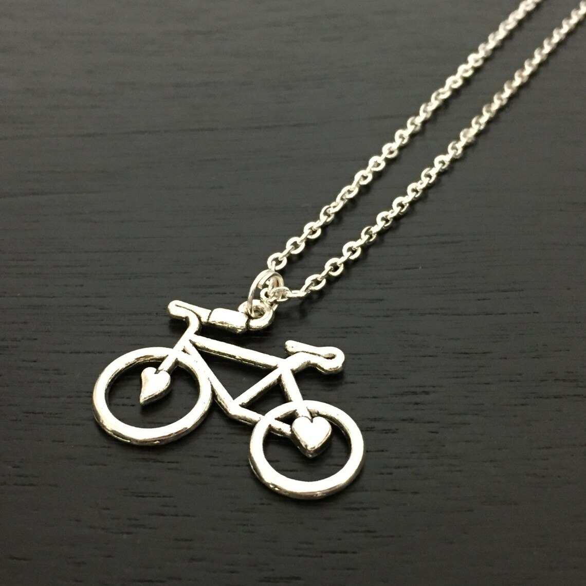 Silver Bicycle Necklace Charm Necklace Personalized Jewelry Etsy Canada