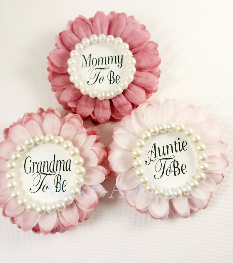 oRCH Set Of 3 HAND-DYED Mommy To be Pin PERSONALIZED Baby Shower Favors Modern Rose /& Blush Pink Baby Girl Shower Corsage