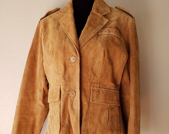 Vintage 1970's Wilsons Womens LARGE Maxima Leather Suede Jacket with LAPELS