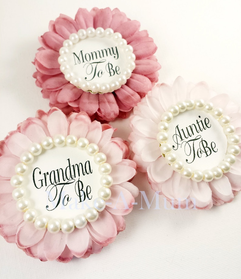 oRCH Set Of 3 HAND-DYED Mommy To be Pin PERSONALIZED Baby Shower Favors Modern Rose /& Blush Pink Baby Girl Shower Corsage