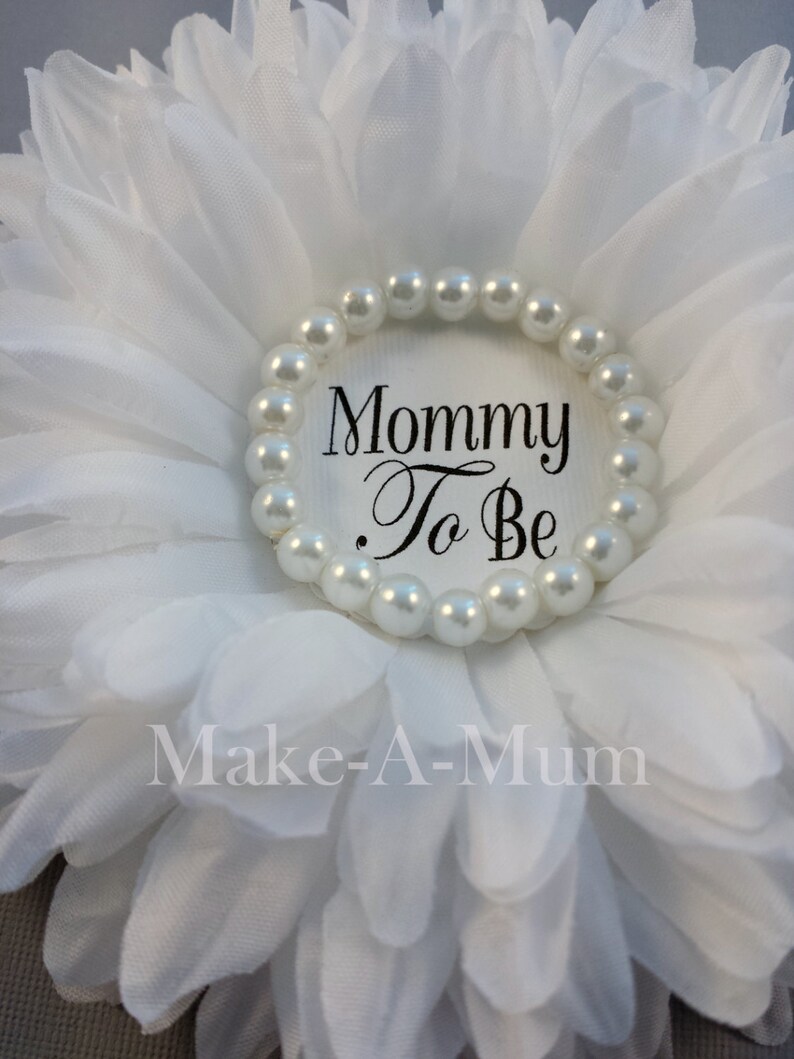 Large Gender Neutral Peony White Mommy to be Pin baby shower favors Baby Shower corsage Announcement, Grandma to Be Pin Baby reveal