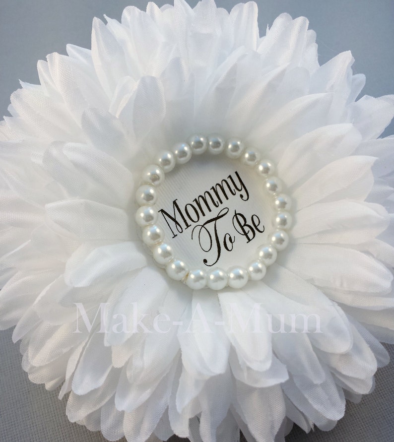Large Gender Neutral Peony White Mommy to be Pin baby shower favors Baby Shower corsage Announcement, Grandma to Be Pin Baby reveal