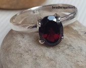 Mozambique Garnet Prong Ring-Natural Gemstone Ring-Garnet Silver Ring-January Birthstone Cut Garnet-Engagement Ring-Sterling Silver Ring