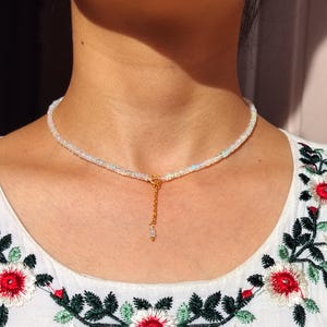 Natural Ethiopian Opal Necklace 925 Sterling Silver Necklace Chain Necklace Danity Opal Necklace Statement Beads Necklace Opal Jewelry