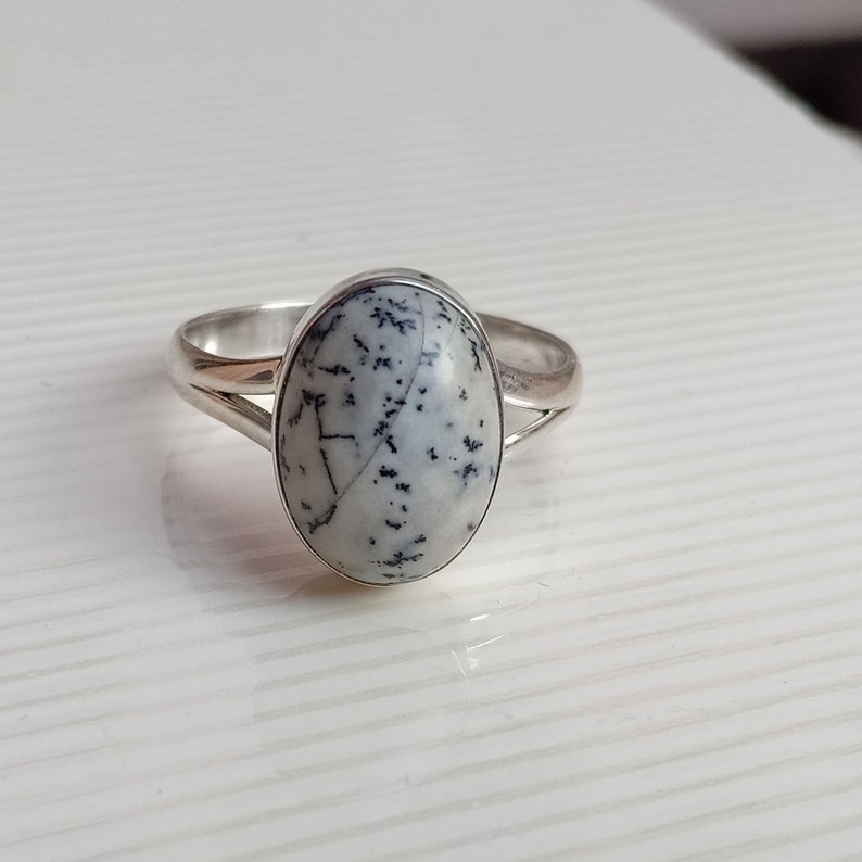 Natural Dendrite Opal Silver Sterling Ring,Dendrite Opal Ring-Handmade Ring-Silver Jewelry-Unique-Promise Ring,Gemstone Ring Gift Ring