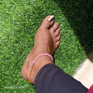 Dark Pink Pearl Anklet Carnelian Anklet Sterling Silver chain anklet Smooth Pearl anklet Danity Beads Beaded Ankle Bracelet Pearl Jewelry