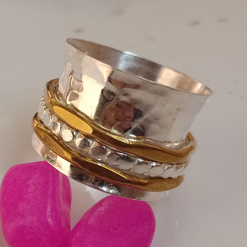 SALE Silver Spinner Ring*Fidget Ring*Anxiety Ring*Spinning Ring*Art Deco Meditation Ring* Sterling Silver Jewelry*Copper Ring*Gift Ring