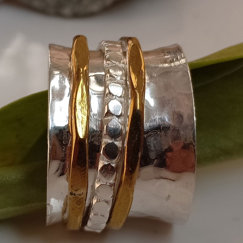 SALE Silver Spinner Ring*Fidget Ring*Anxiety Ring*Spinning Ring*Art Deco Meditation Ring* Sterling Silver Jewelry*Copper Ring*Gift Ring