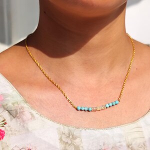 Collana con opale etiope AAA+ e larimar, collana Ocean's, collana Caribbean Fire, collana con catena di perline Danity, collana in argento sterling