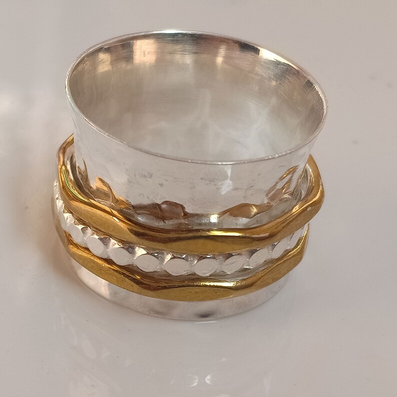 SALE Silver Spinner Ring*Fidget Ring*Anxiety Ring*Spinning Ring*Art Deco Meditation Ring* Sterling Silver Jewelry*Copper Ring*Gift Ring